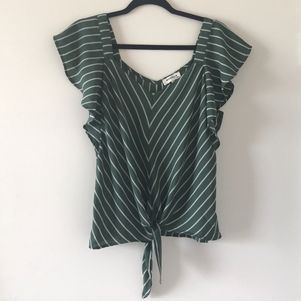 Flowey striped olive green blouse